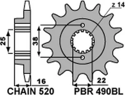 Produktbild von PBR Standard Stahlriztel vorne 490BL - 520