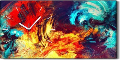 Produktbild von Küchenuhr Bürouhr Leinwand Uhr Geräuschlos 60x30 Malerei Abstrakte Kunst - weiße Hände