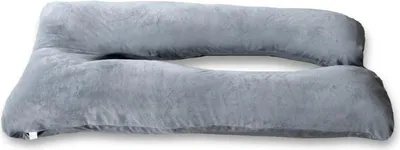 Image de Coussin de grossesse déhoussable en velours BANANAIR 140x80 cm gris