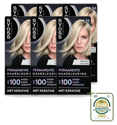 Imagen del producto de 6 tintes permanentes para el cabello SYOSS, tono 9-53 Silver Blush, pack de 6 unidades