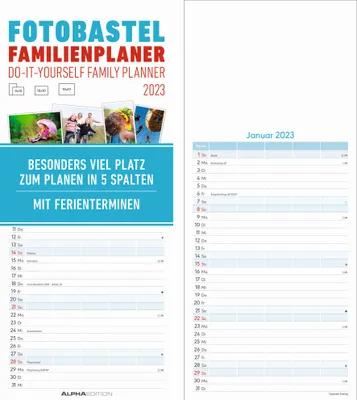 Productafbeelding van AlphaEdition 102953 Fotocreatieve kalender – Doe-het-zelf familieplanner – 21 x 45 cm, 5 kolommen