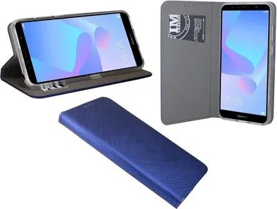 Obrázok produktu pre Huawei Y6 2018 puzdro na mobilný telefón vreckové flipové puzdro na smartfón ochranné puzdro modré
