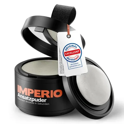 Image de IMPERIO poudre pour racines - correcteur pour cheveux pour épaissir les cheveux pour les femmes et les hommes, maquillage pour cheveux résistant à l'eau pour masquer les racines - 4g (gris clair)