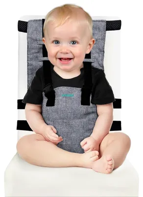 Produktbild von Sitzerhöhung Kinderstuhl Reisesitzerhöhung - Faltbar - 3-Punkt-Gurt - Bis 15 kg - Grau