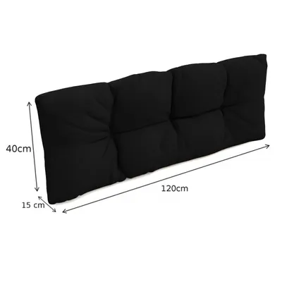 Immagine prodotto di POKAR Cuscino per pallet con bella trapuntatura Cuscino per divano in pallet, Dimensioni: cuscino per lo schienale 120 x 40, Colore: Nero - Impermeabile