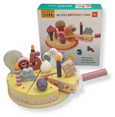 Imagen del producto de Pastel de cumpleaños de madera con 24 piezas y números - Kabi, a partir de 3 años