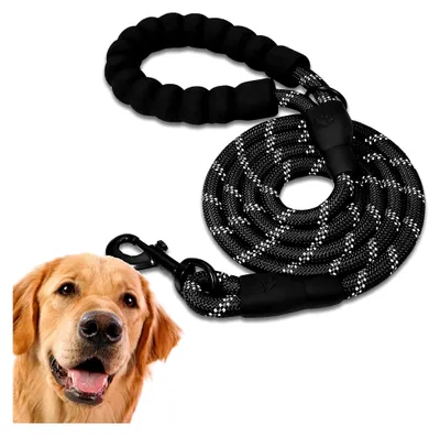 Produktbild von Hundeleine, Robuste Hundeleine mit Gepolstertem Griff für Haustiere, für Welpen, Kleine, Mittlere und Große Hunde, 120 cm, 150 cm, 220 cm (150 cm, Schwarz)