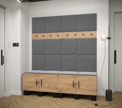 Obrázek produktu pro Předsíňová sestava RUMIE 3 - dub artisan, šedé panely