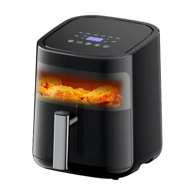 FORSMANO 4L Heißluftfritteuse mit Digitalanzeige, 1200W, Visuelles Beobachtungsfenster, Temperatur Einstellbar, Antihaft, Abnehmbarer Griff