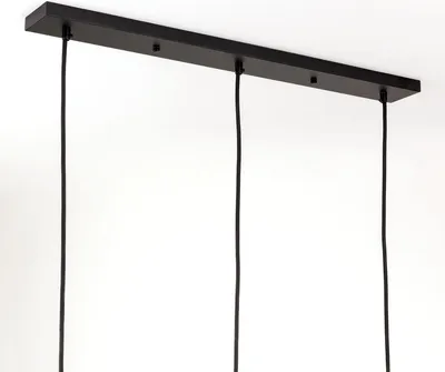 Zdjęcie produktu dla Daszek sufitowy do podłużnej puszki przyłączeniowej oprawy oświetleniowej z 3 wyjściami kablowymi, do stołu jadalnego, 70x8cm, czarny