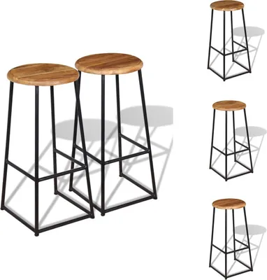 Image de vidaXL Tabouret de bar 2 pcs en teck massif - Tabouret de bar
