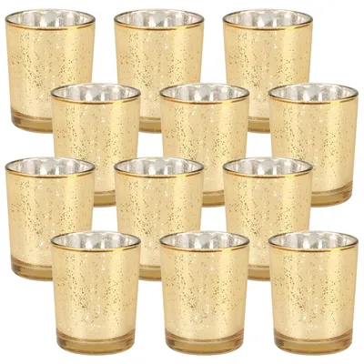 Obrázok produktu pre Sada 12 sklenených zlatých svietnikovik