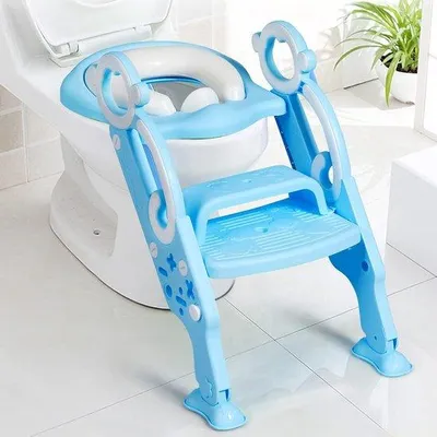Produktbild von Famanu Toilettensitz für Kinder mit Treppe - verstellbarer Toilettentrainer mit PolyurethanSitzkissen, rutschfest, für Jungen und Mädchen