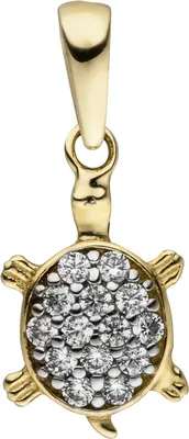 Produktbild von Anhänger Schildkröte 333 Gold Gelbgold 14 Zirkonia Goldanhänger