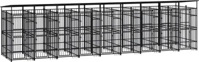 Image de Chenil d'extérieur avec toit pour chiens Acier 16,59 m²
