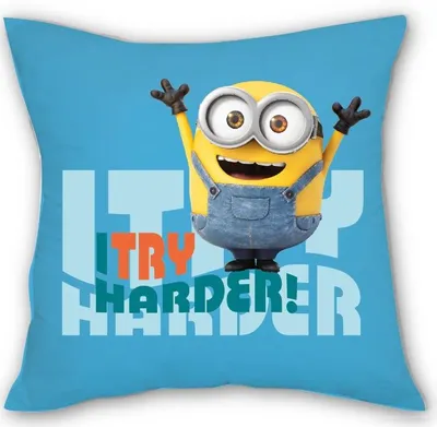 Produktbild von Minions Kissen Dekokissen 30x30cm I Try Harder