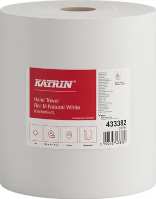 Immagine prodotto di KATRIN 433382 6 KATRIN Handtuchrollen Centerfeed M 300 1-lagig naturweiß