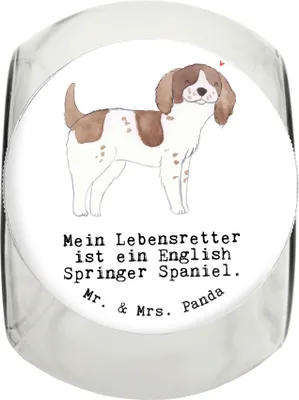 Produktbild von Mr. & Mrs. Panda Dose English Springer Spaniel Lebensretter L 870ml - Weiß - Geschenk, schraubglas, glasbehälter, Keksdose, Aufbewahrungsdose, Bonbonglas