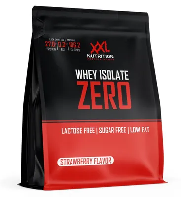 Produktbild von XXL Nutrition - Whey Isolate Zero - Laktosefreies Protein Pulver Isolat - 90% Eiweiss, Laktosefrei, Zuckerfrei - Strawberry - 1000 Gramm