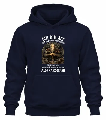 Obrázek produktu pro Jsem starý a to má svůj důvod. Mikina s kapucí "Viking", modrá, velikost XL