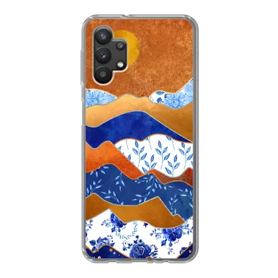 Produktbild von MuchoWow® Handyhülle Schutzhülle Hülle für Samsung Galaxy A32 5G Delfter Blau - Gold - Blumen Silikon Softcase Handy Hülle - Softcase