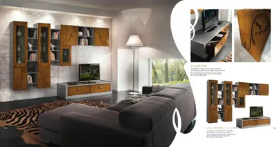 Image de Meuble mural rtv étagère salon tv bois armoires vitrine mur étagères