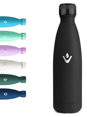Image de Bouteille en acier inoxydable de 500 ml pour enfants, isotherme, étanche, noire