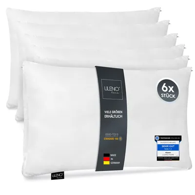 Produktbild von LILENO HOME Microfaser Kissen 30x50 cm [6er Set] bis 95 Grad waschbar mit Reißverschluss - Kopfkissen 30x50 cm als Kissen-Füllung für Bett oder als Deko-Kissen - Sofa-Kissen & Zier-Kissen