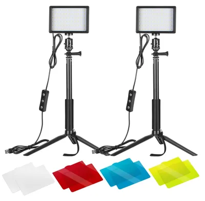 Produktbild von NEEWER LED Videolicht Set mit verstellbarem Stativ Ständer Farbfiltern dimmbares
