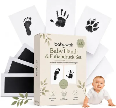 Image de Kit d'empreintes de mains et de pieds pour bébé, kit d'empreintes avec tampon encreur pour la naissance