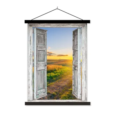Produktbild von MuchoWow® Textilposter Aussicht - Landschaft - Landschaft - Sonne 120x160 cm mit schwarzem Rahmen - Magnetischer