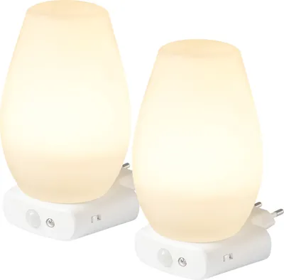 Produktbild von LED Steckdosenleuchte 2er-Set Taschenlampe Weiß RGB Bewegungsmelder Induktionsladung Notlicht