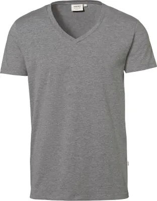 Produktbild von HAKRO V-Shirt Stretch 272, grau meliert, 2XL