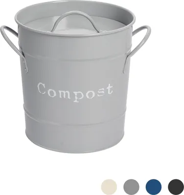 Produktbild von Harbour Housewares Industrie Compost Bin - Vintage Style Stahl Küche Storage Bucket - Removable Inner - Grau