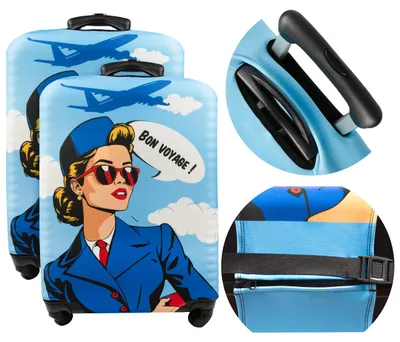 Produktbild von 2x Sillar Kofferhülle Stewardess-Motiv Größe L