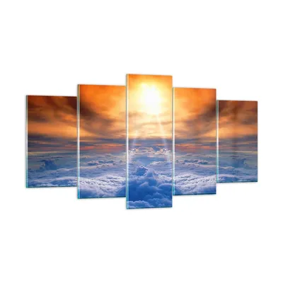 Produktbild von Bilder auf glas - Himmel Wolken Sonnenstrahlen - 160x85cm - Glasbilder - Wandbilder - Kunstdruck - zum Aufhängen bereit - Wanddekoration aus Glas - Glas Bilder - Wandbild auf Glas - GEA160x85-0343