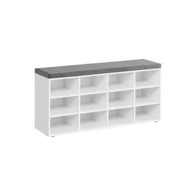 Produktbild von Famanu Schuhbank mit Stauraum - 12 Fächer - Weiß-Grau - 30,3 x 104 x 48 cm