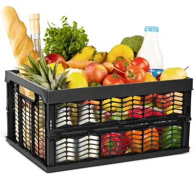 Produktbild von Novaliv Einkaufskorb Klappbox | 30L Schwarz faltbar stabil| Klappkorb Tragebox Klappkiste Kitchen storage toy basket box Einkaufstasche Korb Küche