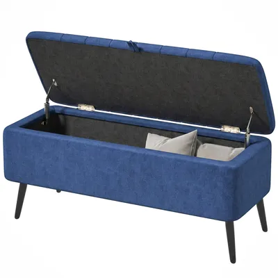 Produktbild von Gepolsterter Aufbewahrungshocker/Pouf, 102 x 40 x 44 cm, Dunkelblau