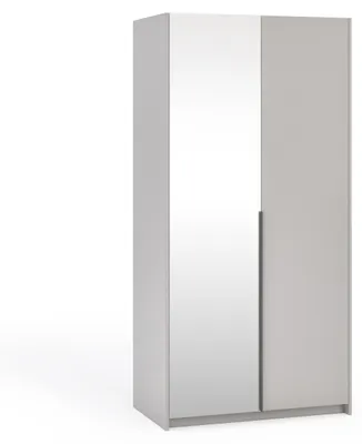 Produktbild von Garderobenschrank ASTON mit Spiegel, Kleiderschrank 100 cm, Schlafzimmerschrank mit Stauraum, Garderobe, Drehtürenschrank, Flurschrank, Kaschmir