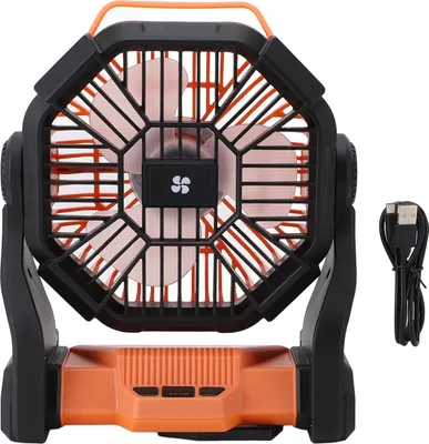 Obrázok produktu pre Vonkajší kempingový ventilátor Profesionálny efektívny USB nabíjateľný ventilátor Camping Fan s LED svietidlom pre kempovanie vonku Orange