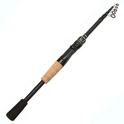 Image de Canne à pêche télescopique, en fibre de carbone, avec une poignée ergonomique en bois, canne de spinning, 2,1 mètres