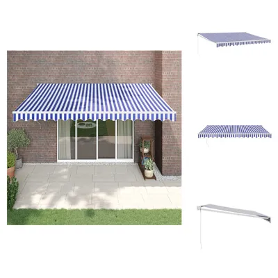 Immagine prodotto di vidaXL Tenda da sole retrattile blu e bianca 4x3 m in tessuto e alluminio - Tende da sole