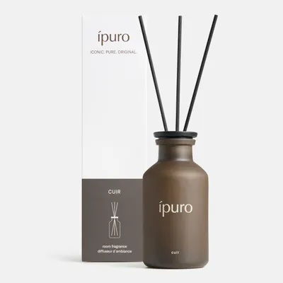 Productafbeelding van ipuro Classic kamerparfum met stokjes, geur: CUIR, 75 ml - Kamerparfum met citrusnoten