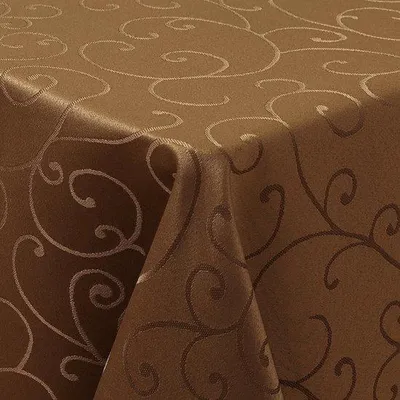 Produktbild von Rechte Polyester-Tischdecke mit Jacquard-Design, 130x130cm, wischbar, braun, leicht zu reinigen