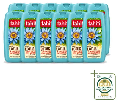 Immagine prodotto di 12 flaconi di bagnoschiuma Tahiti, profumo di loto e olio di cocco, idratante, 250 ml - confezione risparmio - 12 pezzi