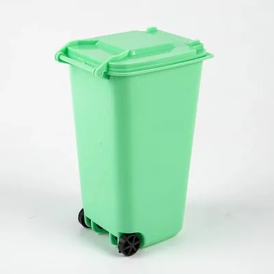Produktbild von Mini Tischmülleimer - Kunststoff Abfalleimer mit Deckel - Rechteckig - Für Schreibtisch und Haushalt - Platzsparend - Grün
