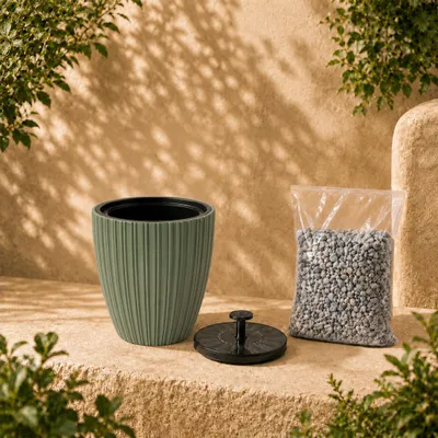 Produktbild von Solar Springbrunnen Premium Set mit Akku - teegrün, Ø 39 x 42 cm