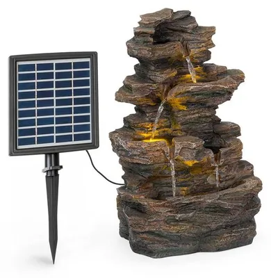 Produktbild von Blumfeldt Messina Kaskadenbrunnen Solarbrunnen Gartenbrunnen Zierbrunnen,Solarbetrieb,4 Kaskadenstufen,Indoor & Outdoor,Solarpanel: 9 V / 2,8 W / 17,5 x 14 cm,frostbeständig