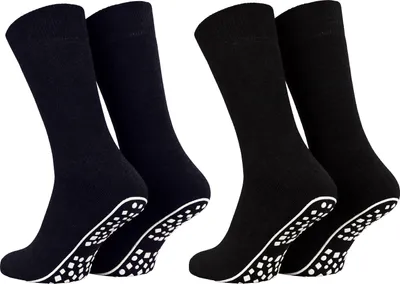 Produktbild von Tobeni 2 Paar Home Socks ABS Stoppersocken Anti-Rutsch Baumwolle Socken für Damen und Herren, Farbe:Marine-Schwarz, Grösse:35-38